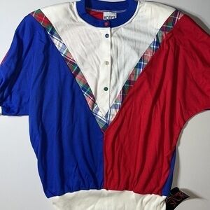 Vintage Koret Classic Preppy Plaid Coastal Grandma Golf Blouse Americana Top